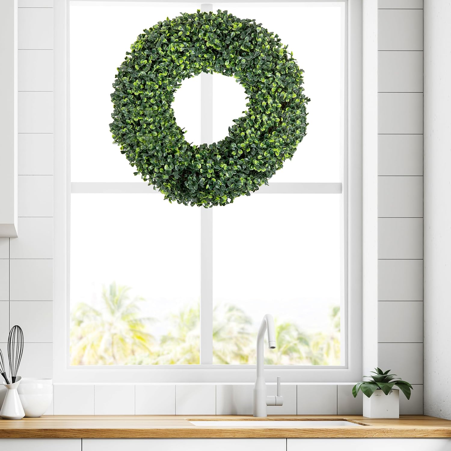 165-Inch UV Resistant Boxwood Wreath for Front Door