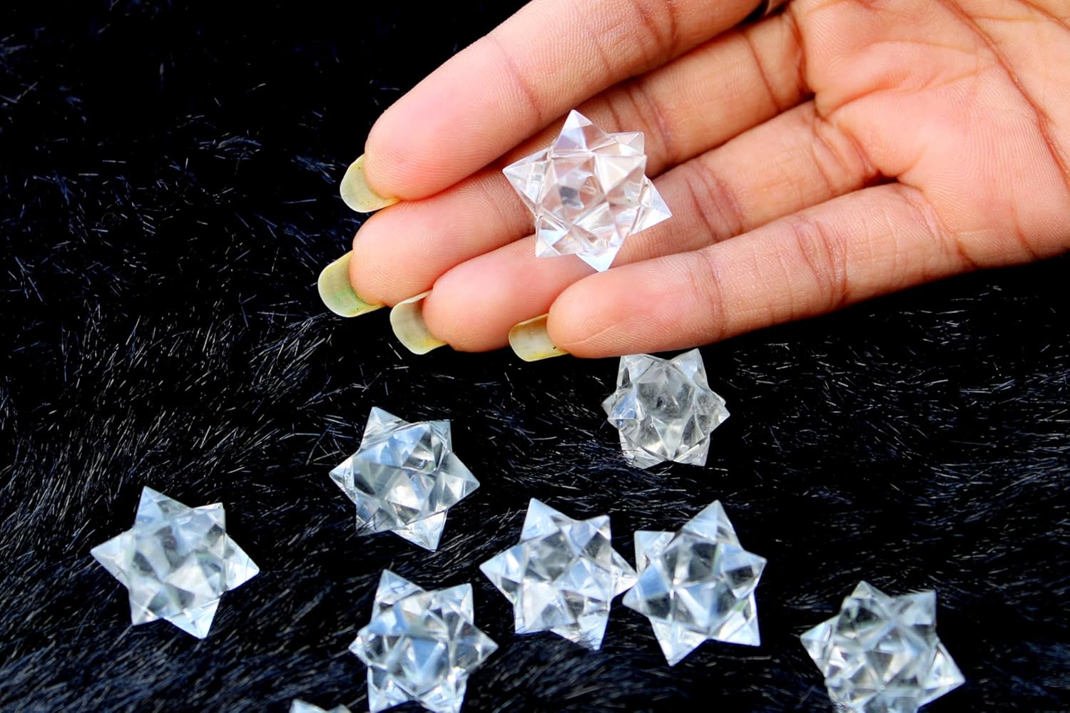 Jet Crystal Quartz Merkaba 12 Point Healing Star