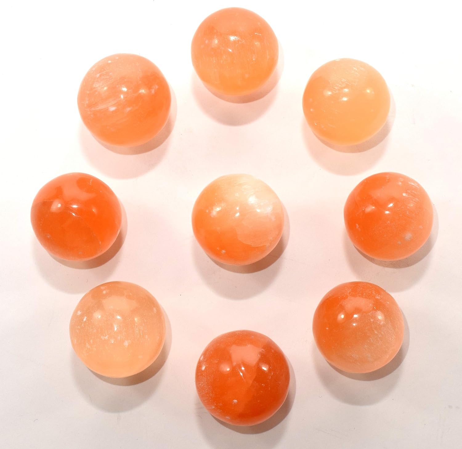 HQRP 40mm Orange Selenite Sphere Decor Stone
