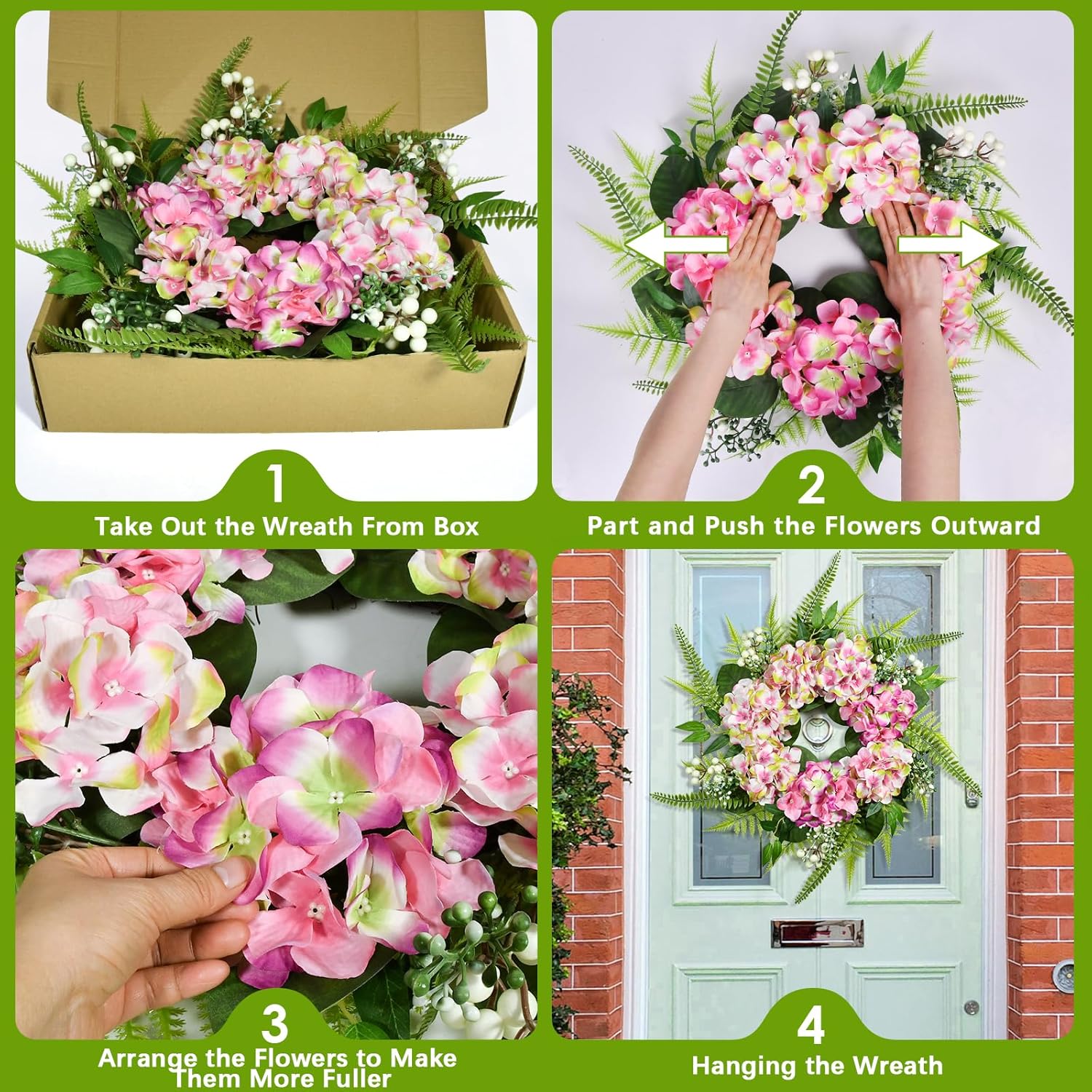 25 Inch Hydrangea Wreath for Front Door and Wall