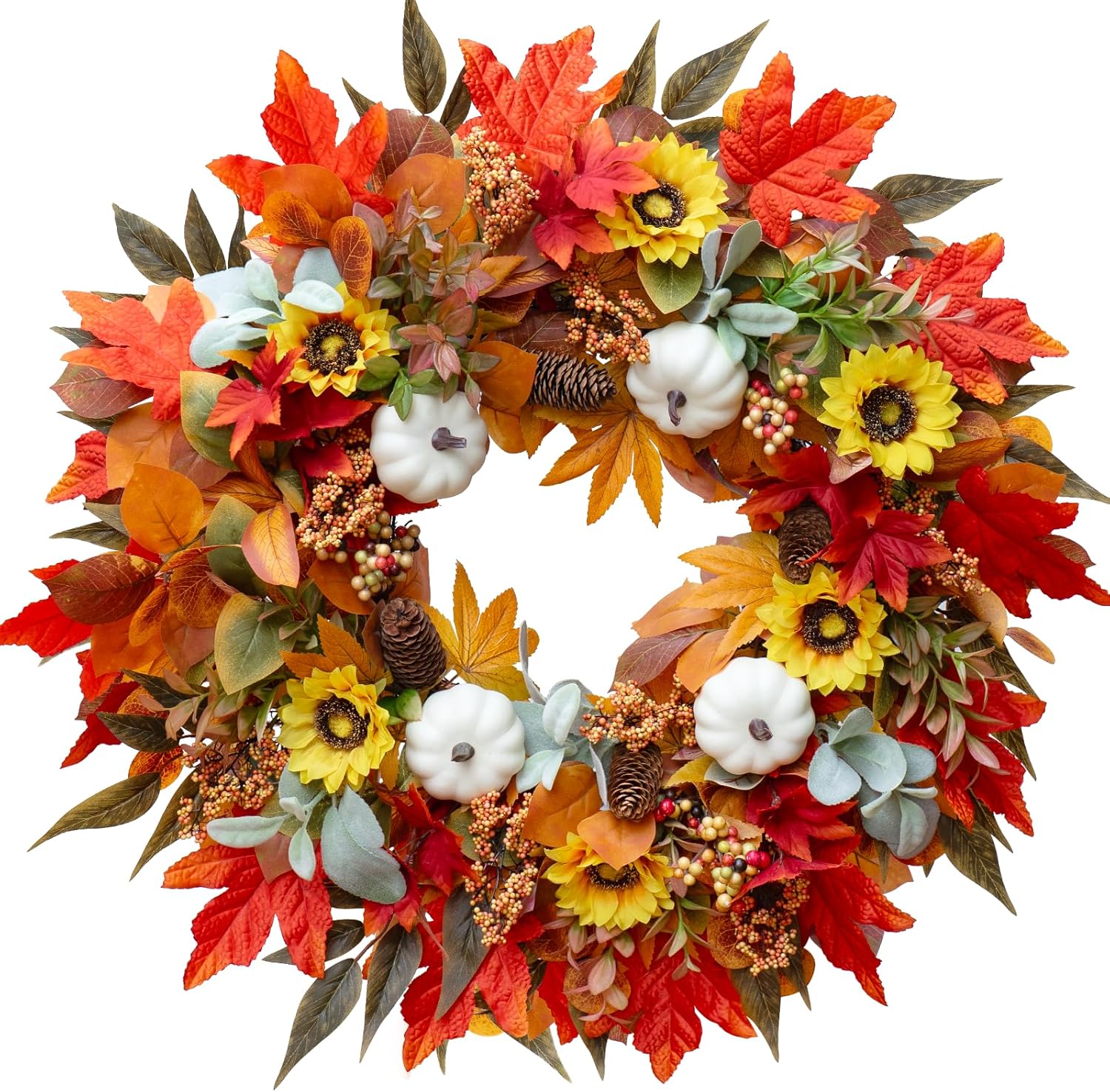 Pinkpuii 24 Inch Fall Wreath for Front Door