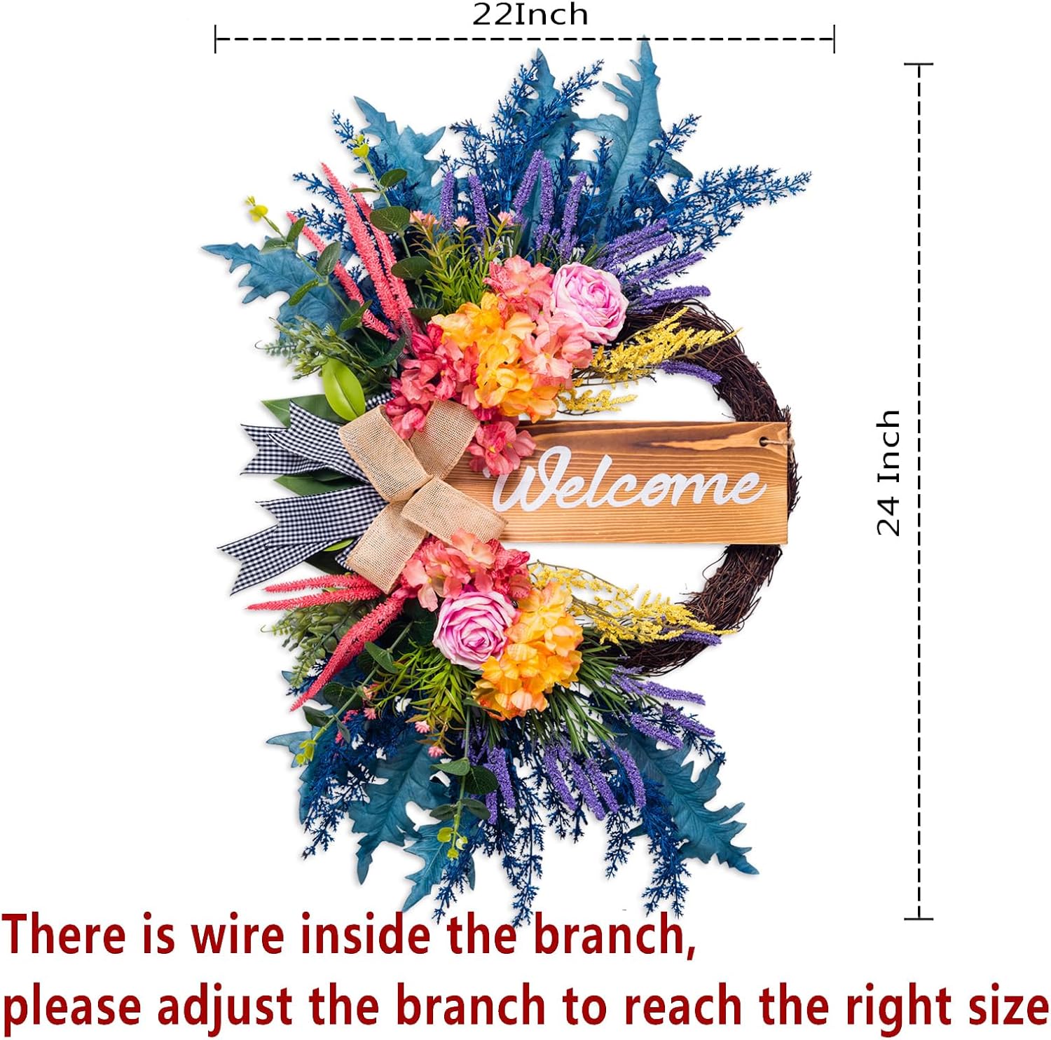 Welcome Sign Wreath for Front Door Decor
