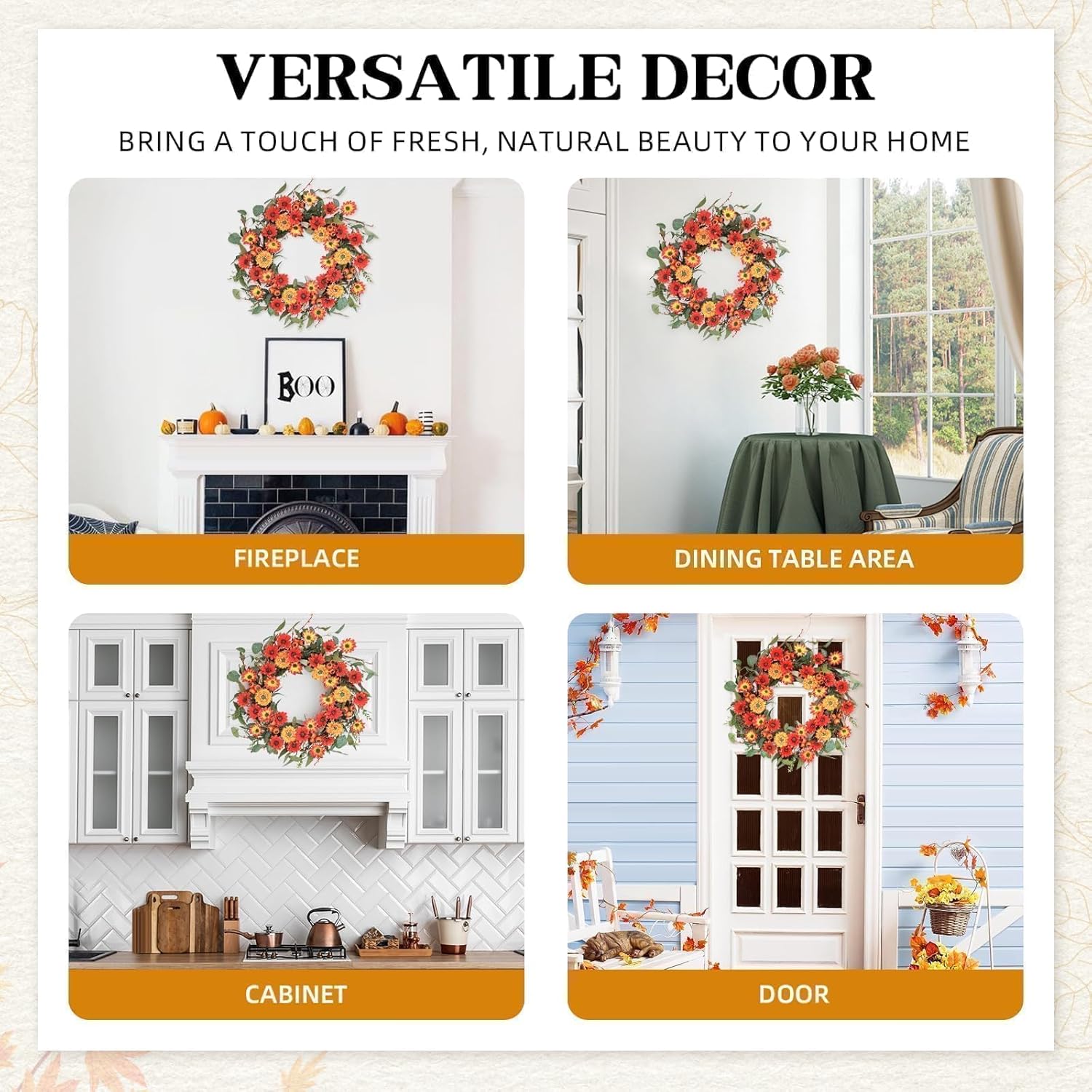 Hometrance 22 Inch Autumn Wreath for Front Door