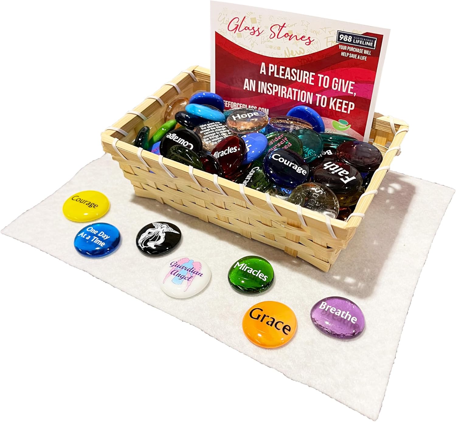 Lifeforce Glass Imprinted Stones Set of 100