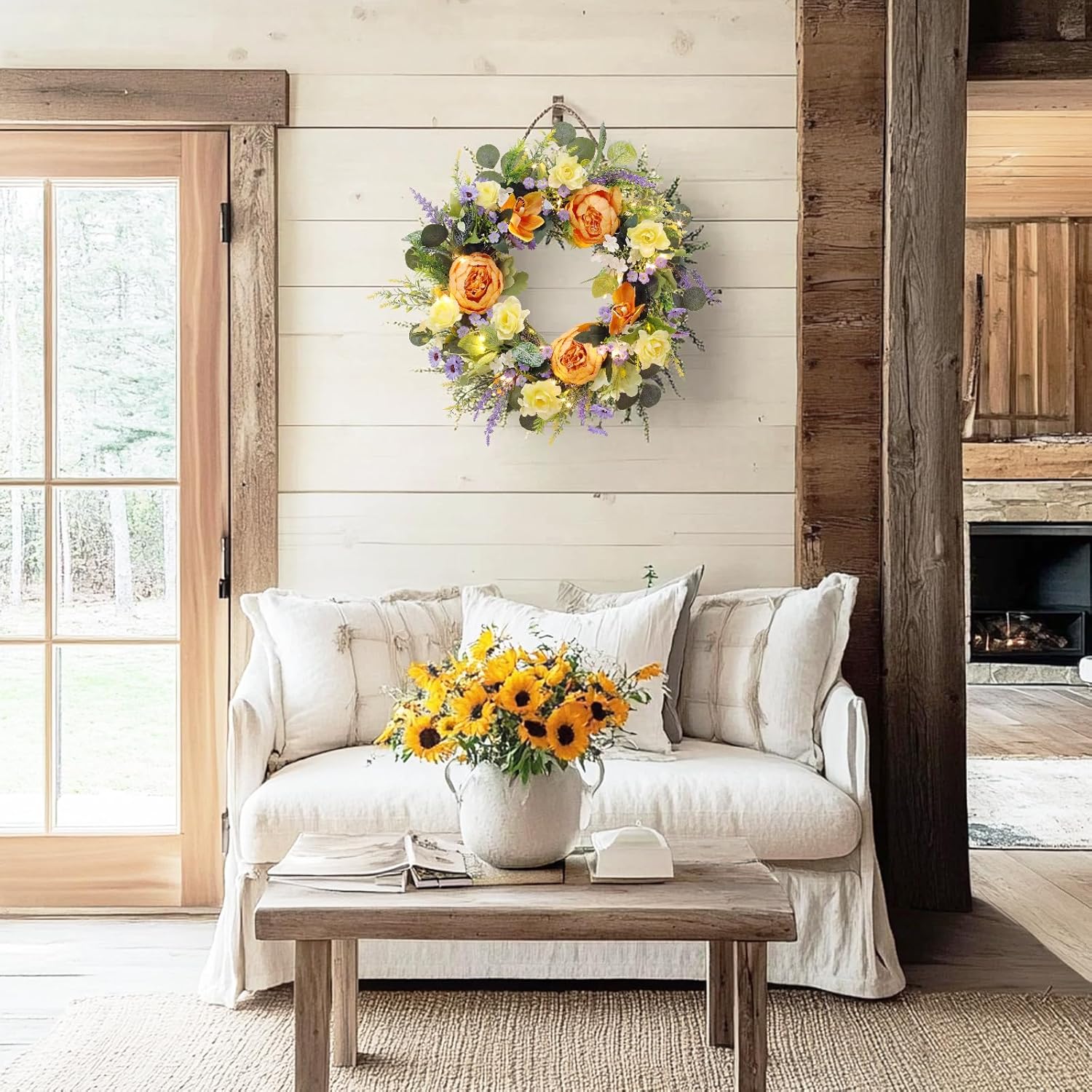 22 Inch Peony Spring Wreath for Front Door
