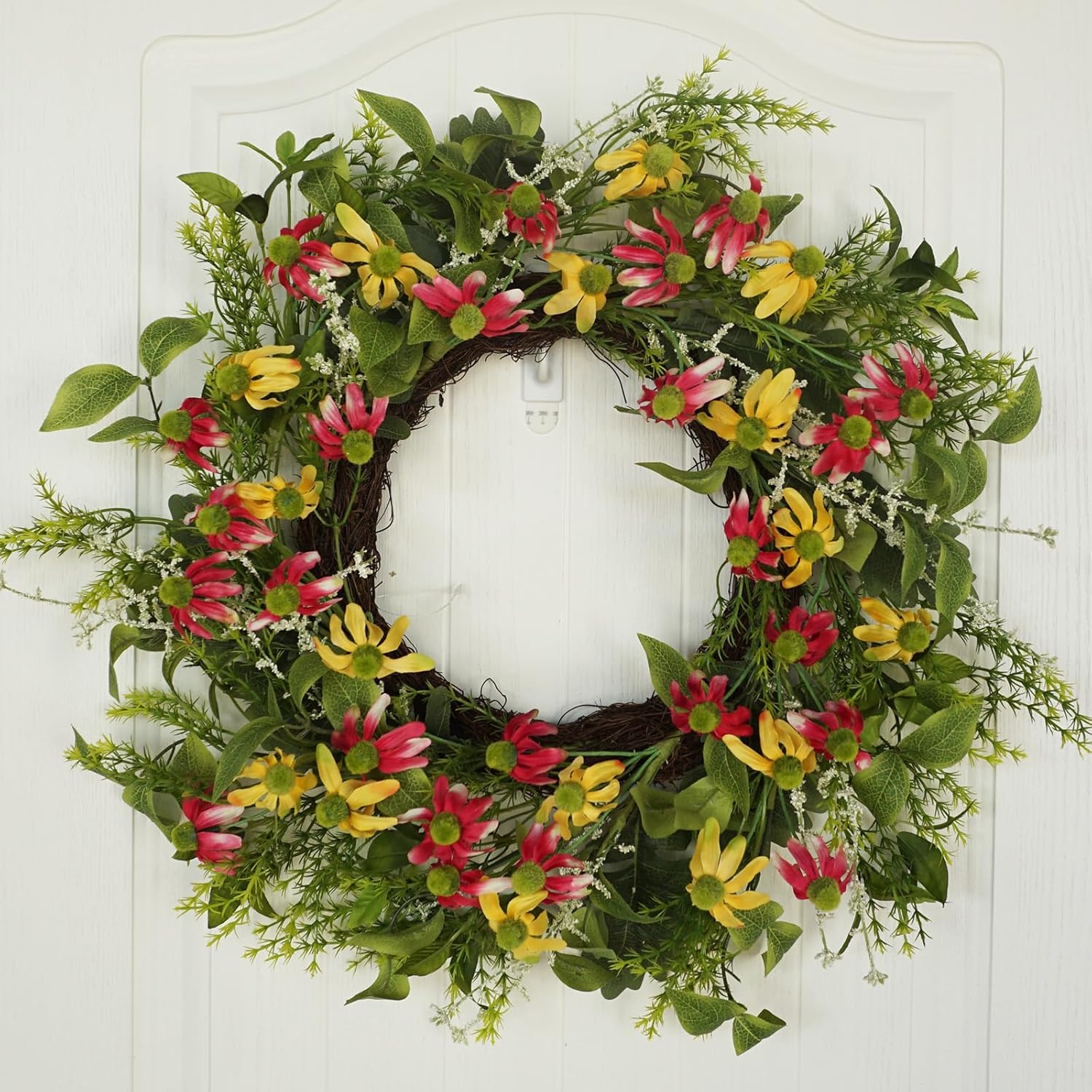 18 Inches Artificial Black-Eyed Daisy Wreath for Front Door