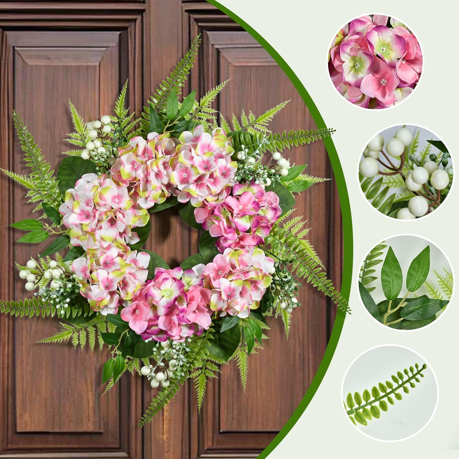 25 Inch Hydrangea Wreath for Front Door and Wall
