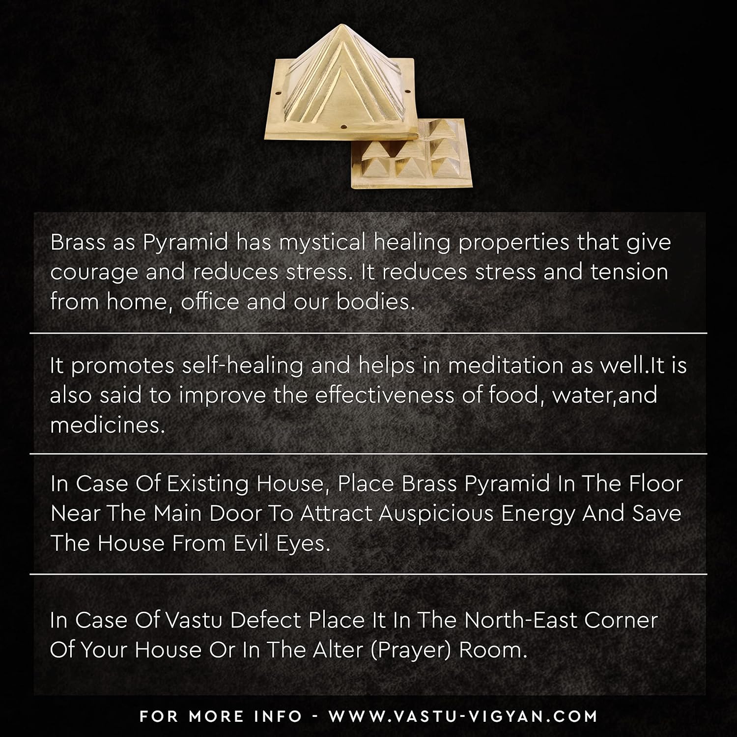 Brass 2 Layer Vastu Pyramid for Home Office