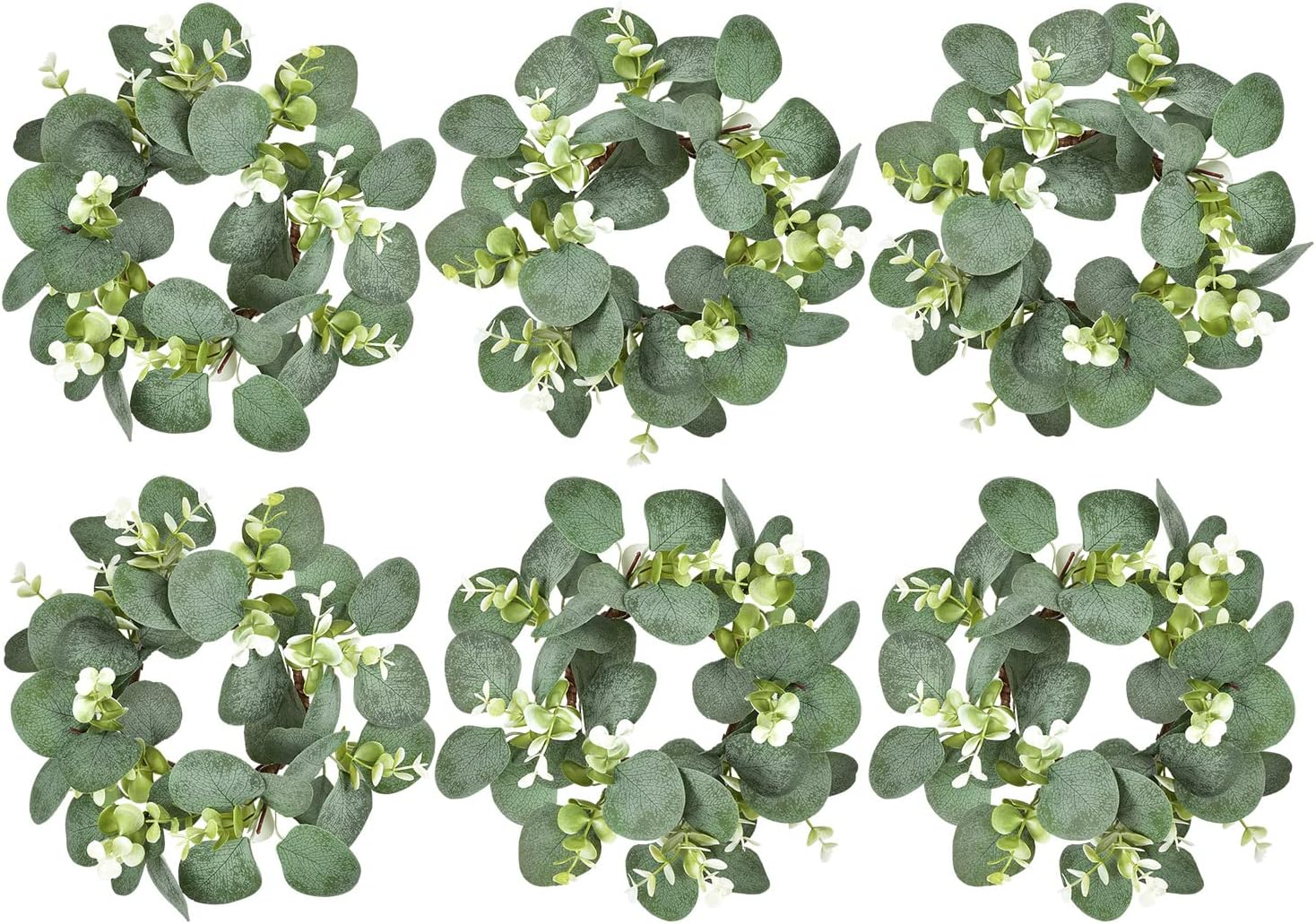 LSKYTOP 6Pcs Eucalyptus Wreath for Kitchen Wall Window Decor