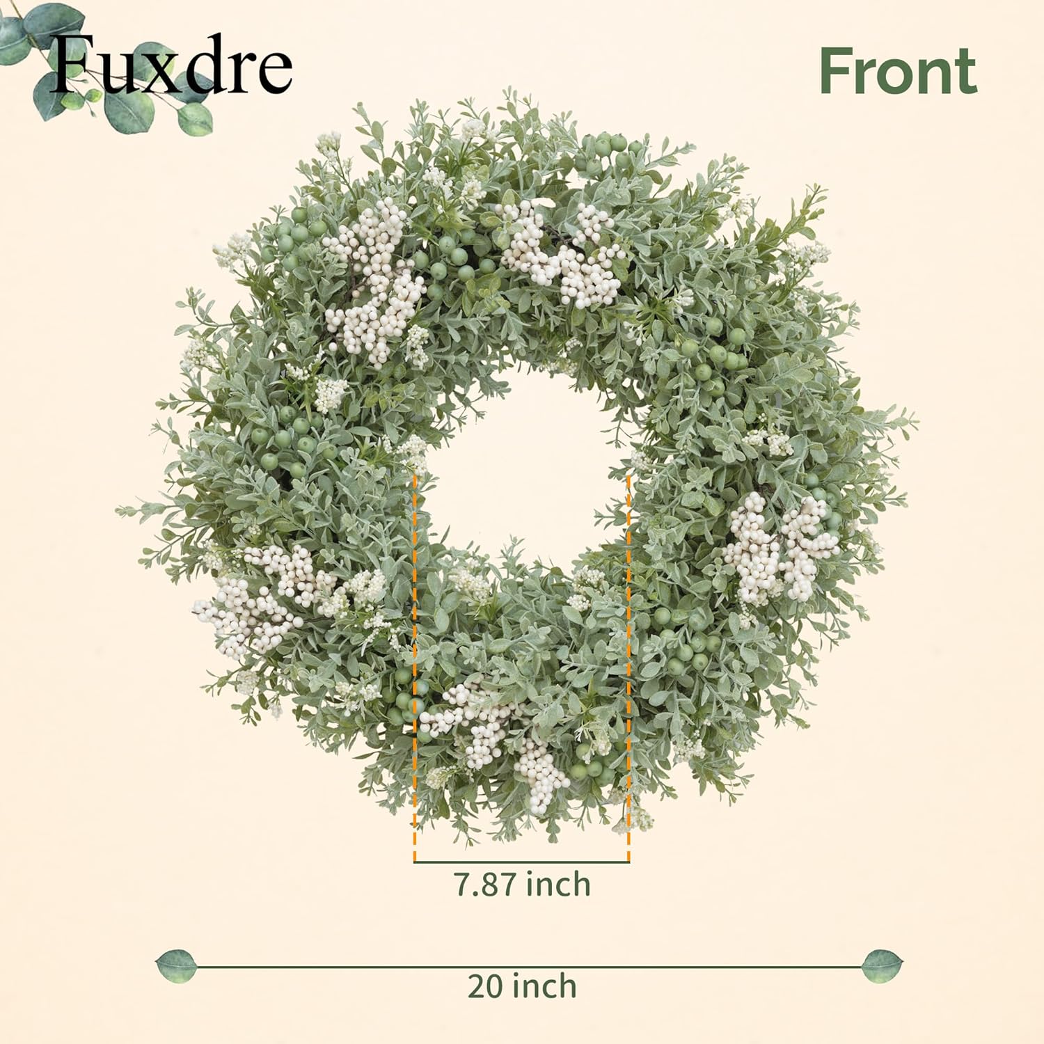 Realistic Artificial Eucalyptus Wreath for Front Door