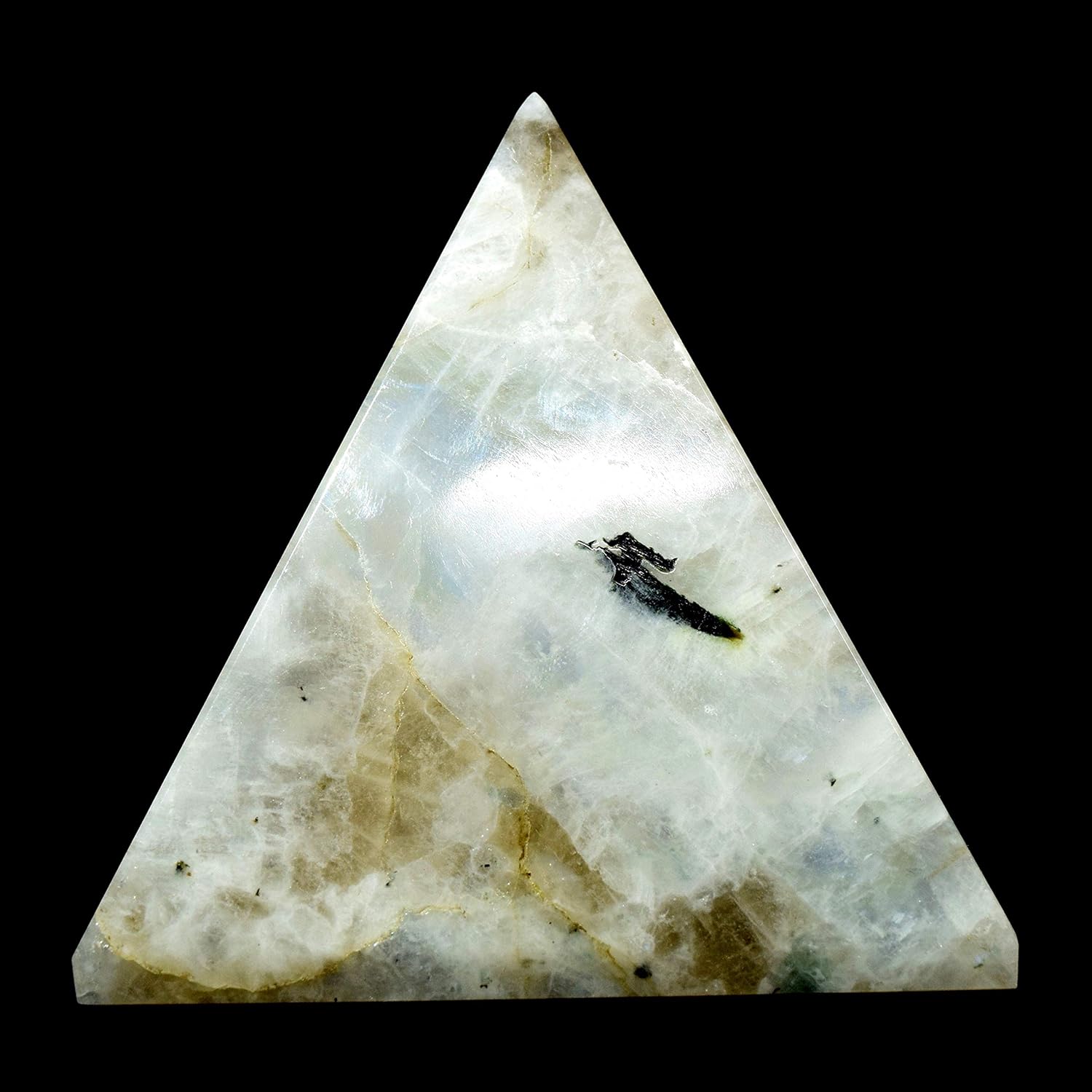 HC Set 79mm Rainbow Moonstone Pyramid Clear Quartz Cabochon