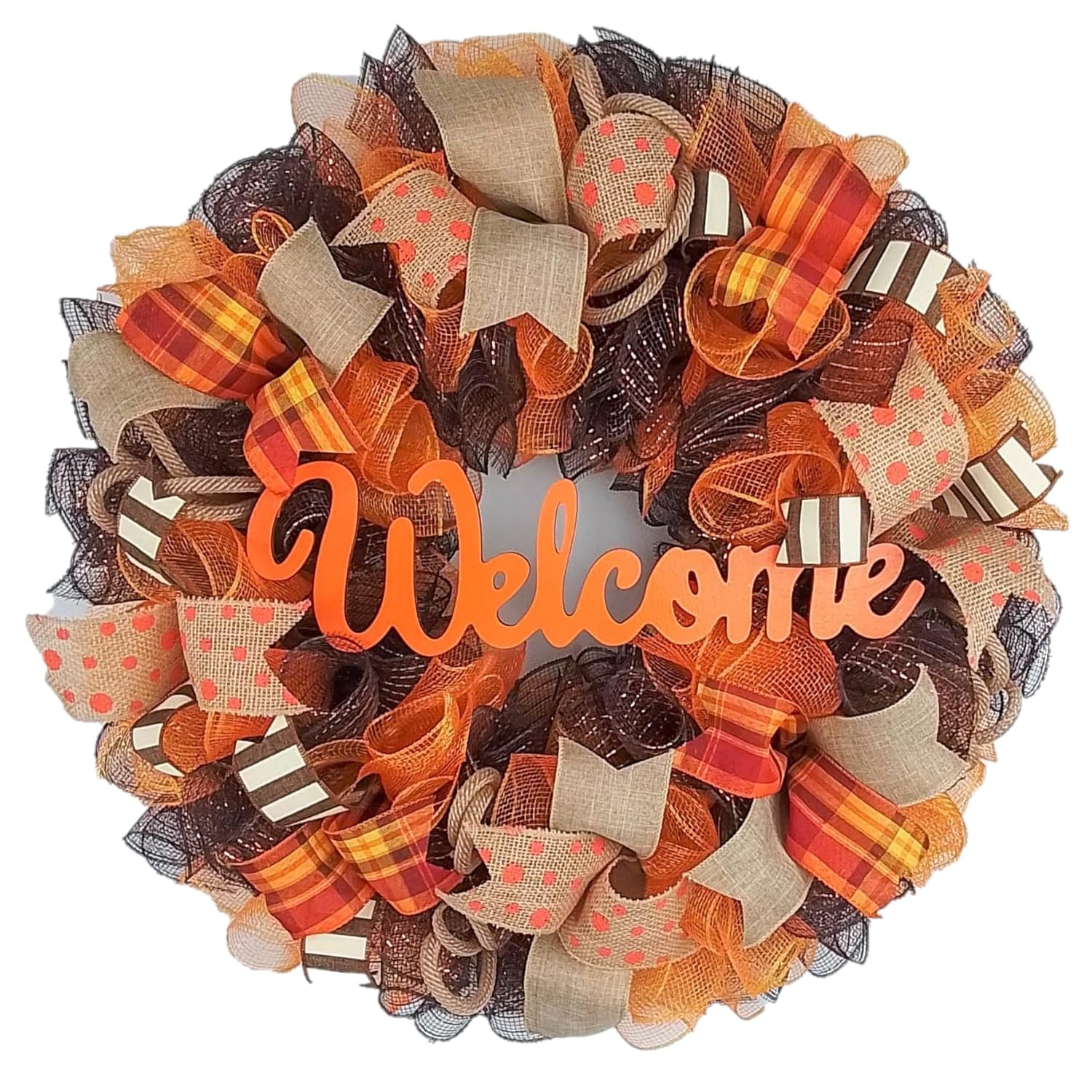 Fall Wreath Front Door Decor Orange Welcome Wreath
