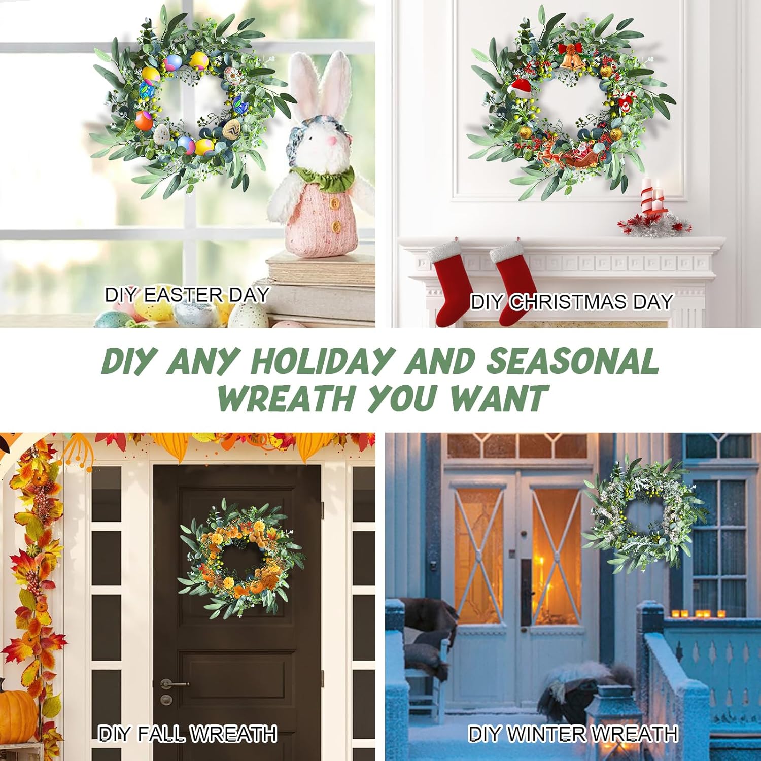 Eucalyptus Wreath for Front Door 20 in All Seasons