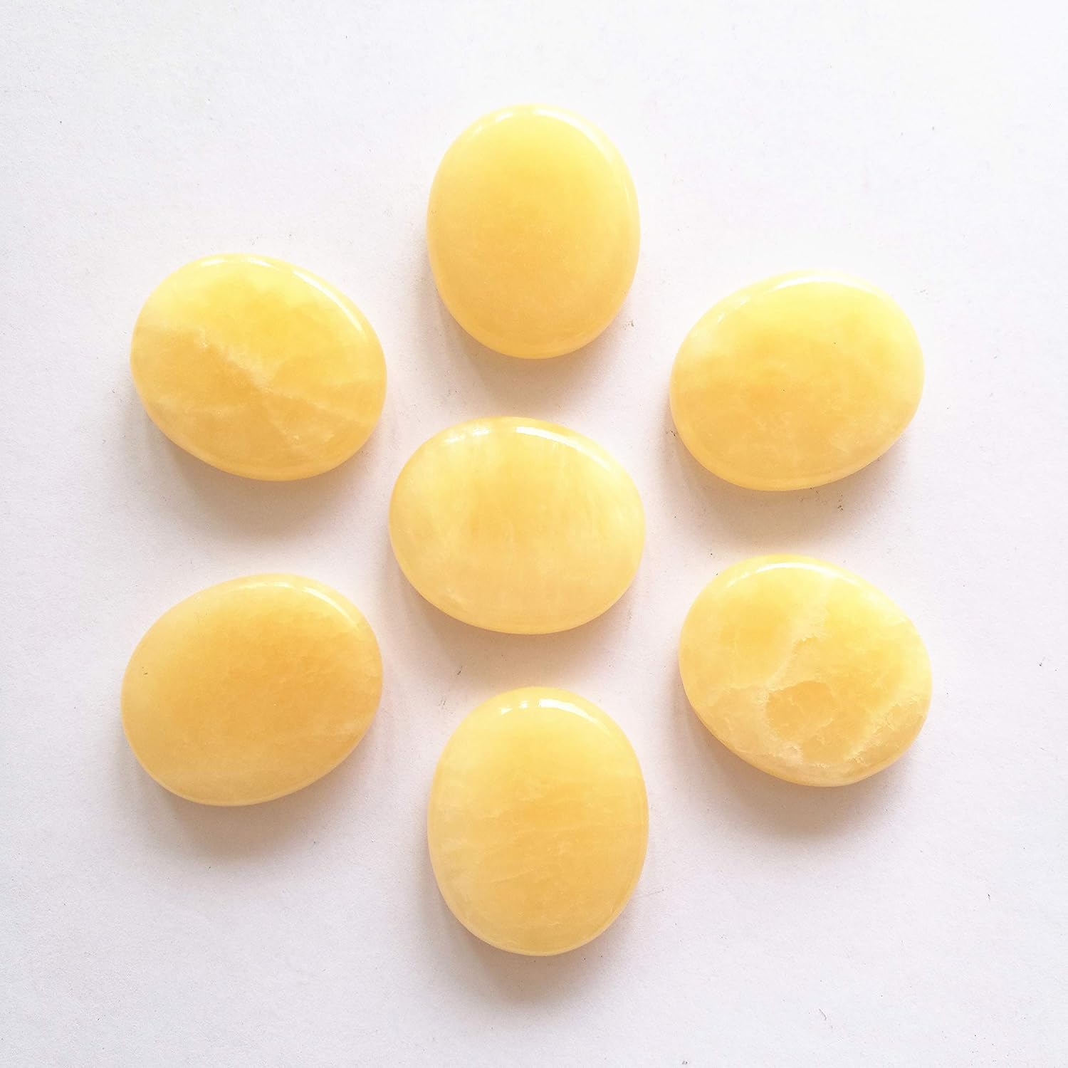 7 Pcs Natural Yellow Jade Worry Stones for Healing and Meditation