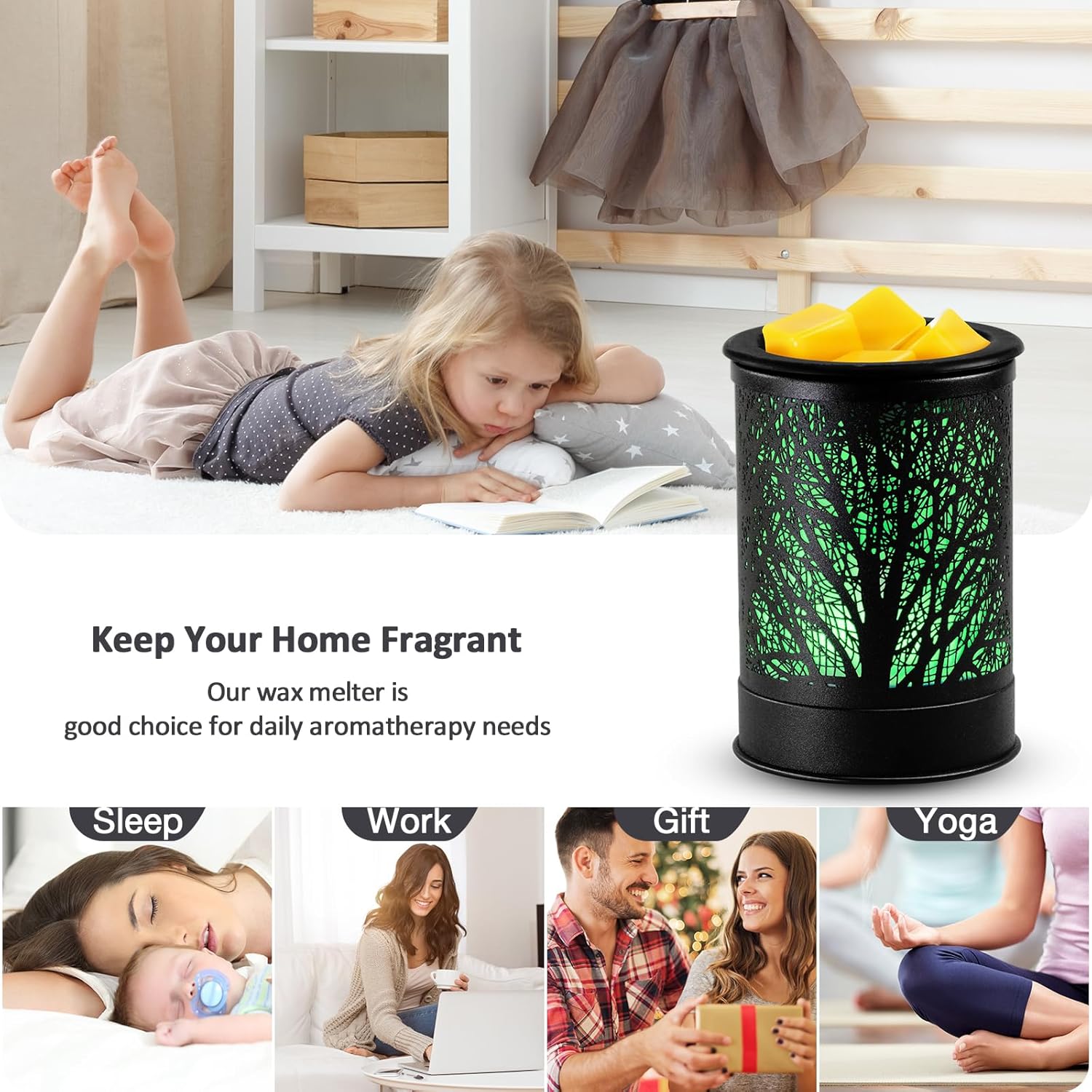 Dialans Scented Wax Warmer with LED Light and Silicone Tray