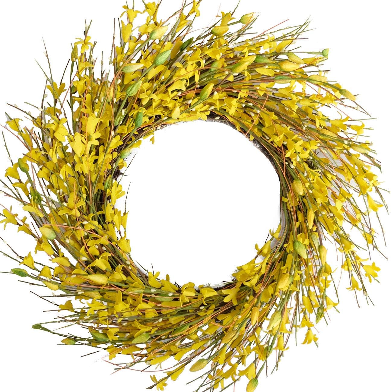 Bibelot 18 Inch Artificial Forsythia Wreath Yellow
