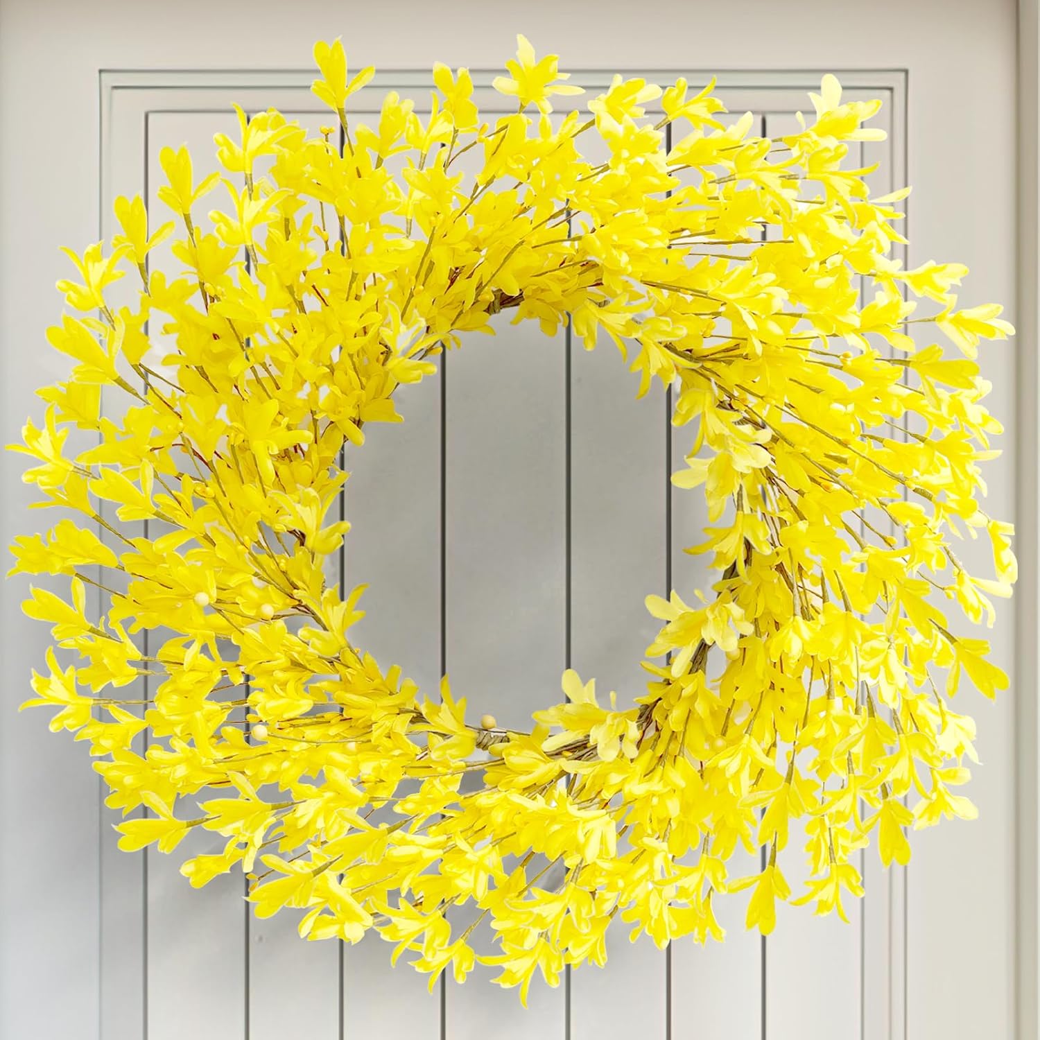 20 Inch Artificial Forsythia Flower Wreath Yellow Decor