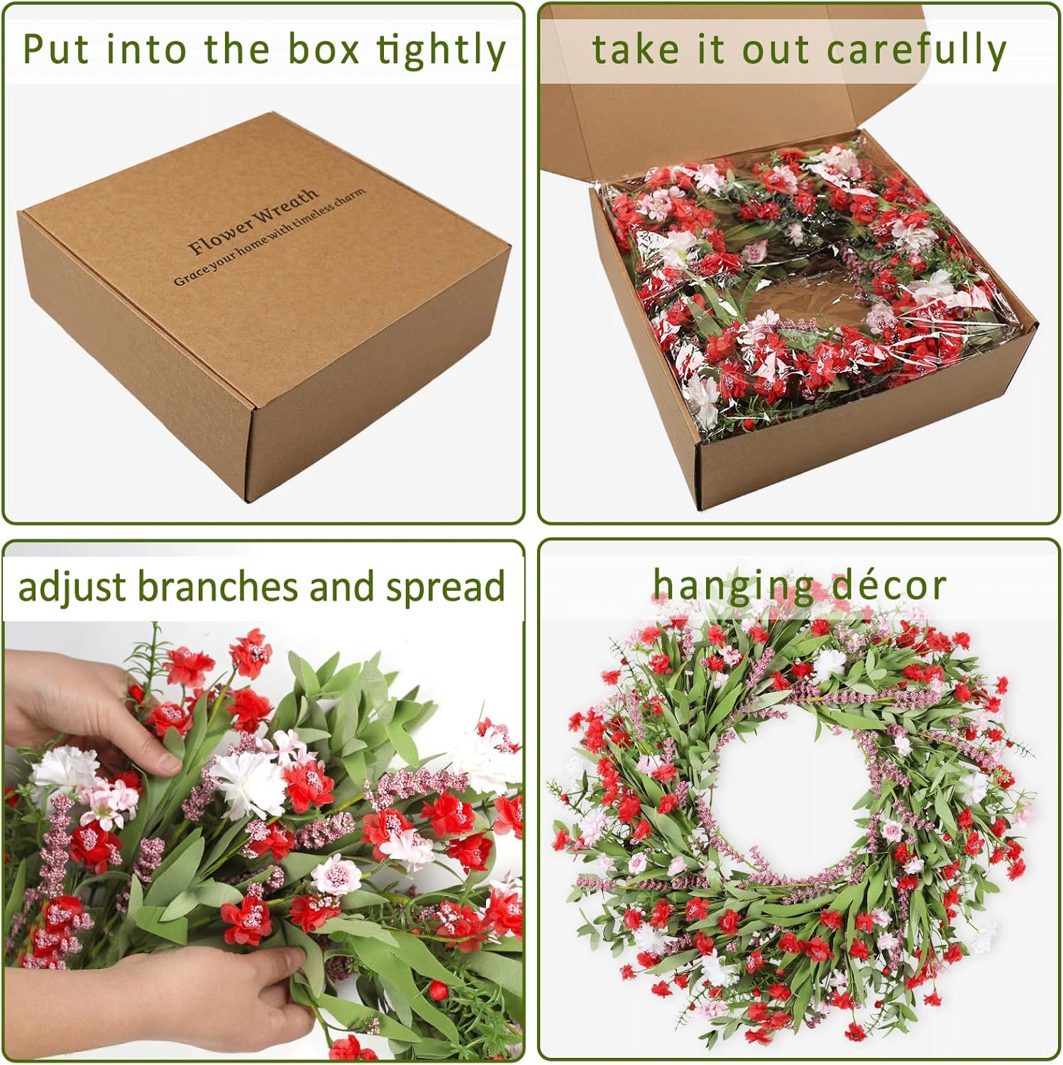 26 Inch Artificial Spring Wreath with Wildflowers
