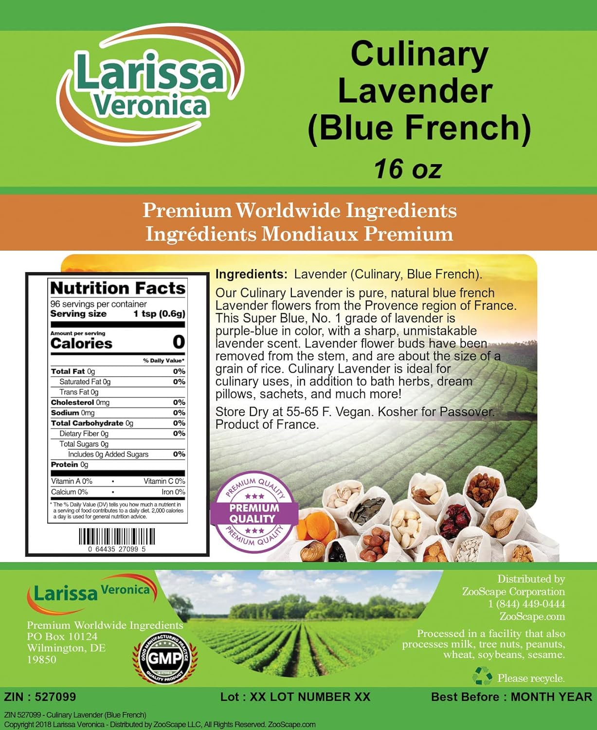 Larissa Veronica Culinary Lavender 16 oz