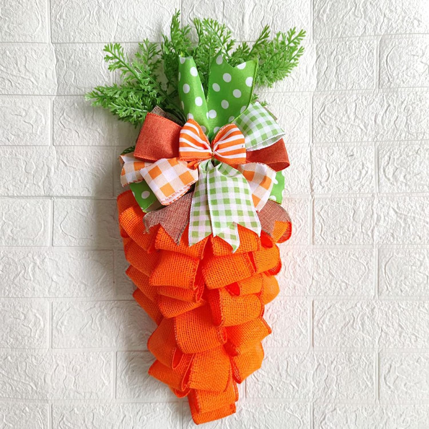 Easter Carrot Wreath with Striped Bow Front Door Decor