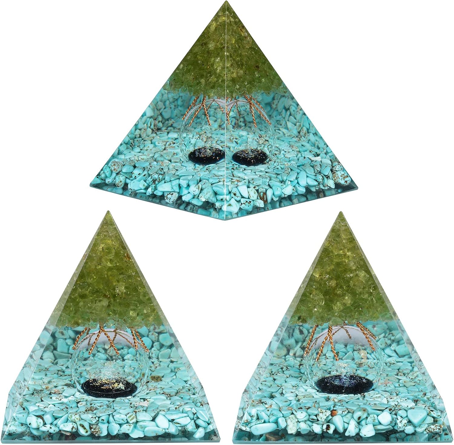 Nupuyai Tree of Life Orgone Crystal Pyramid for Meditation