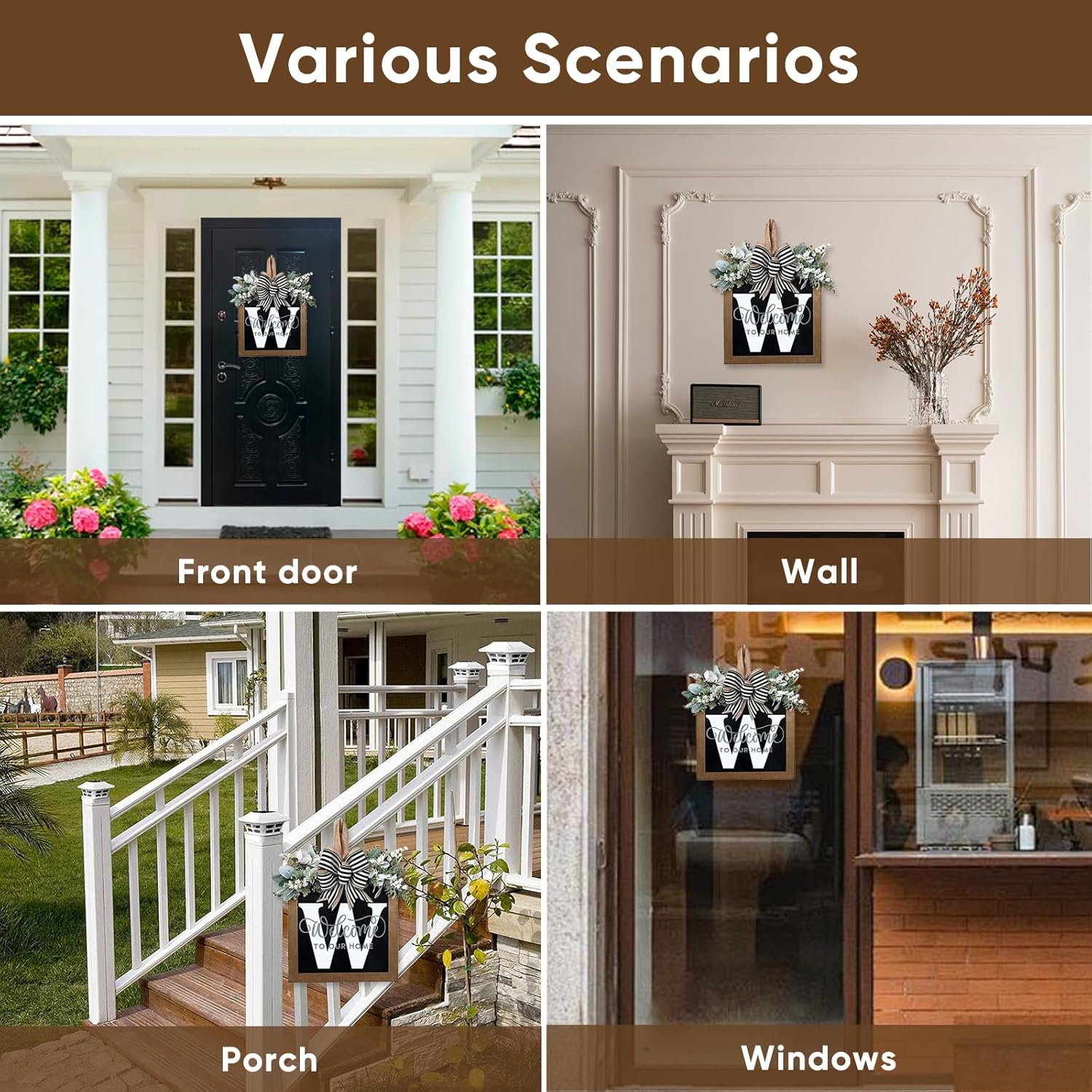 Ultra Large 14 Inch Front Door Wreath with Welcome Sign