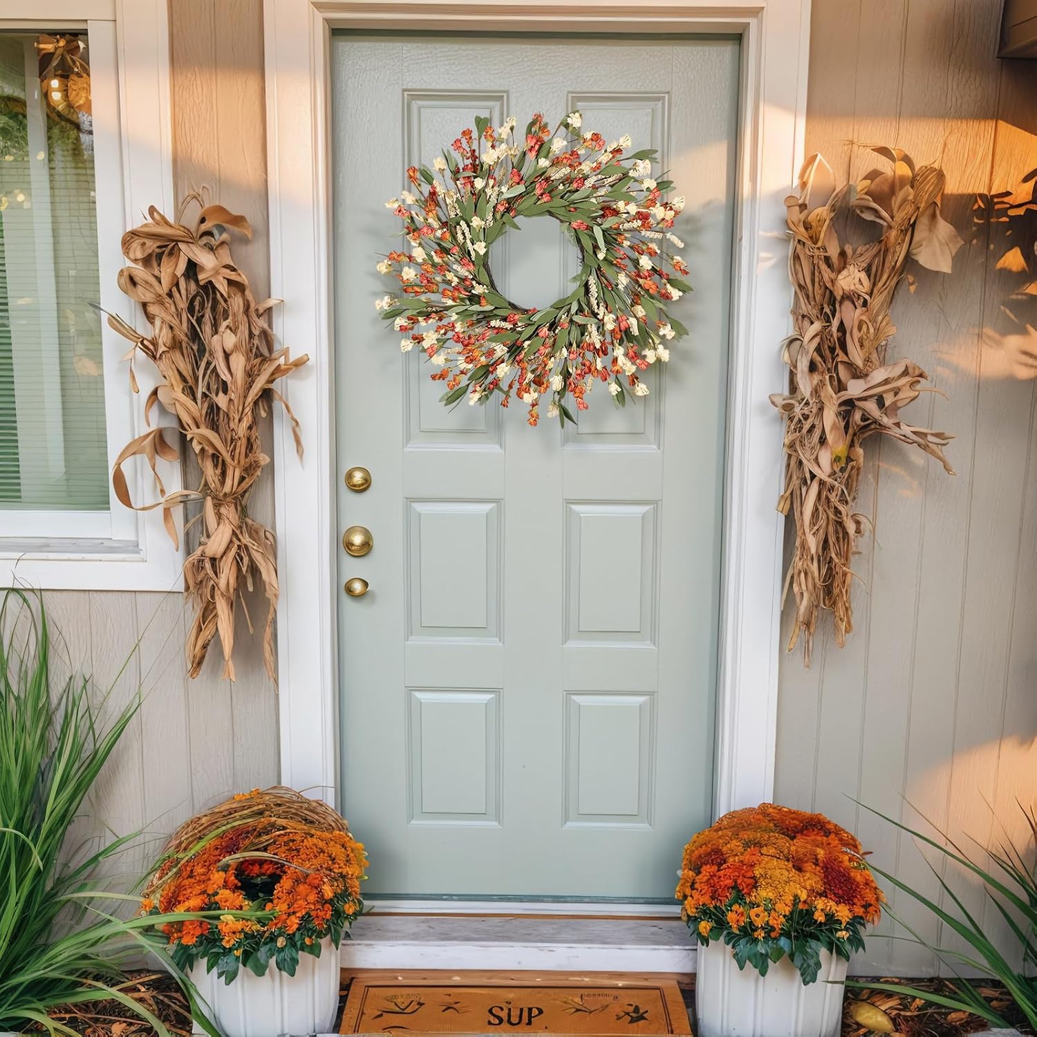 24 Inch Fall Wreath for Front Door and Outdoor