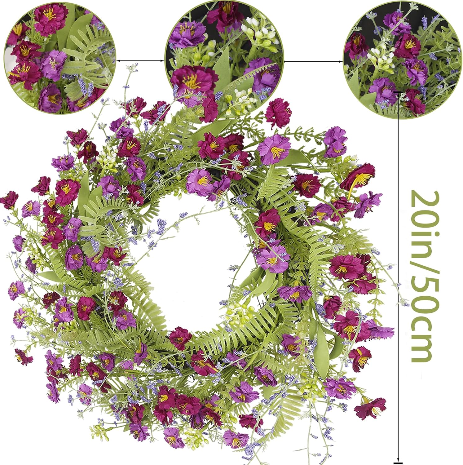CISDUEO 20 Inch Spring Wreath Decor
