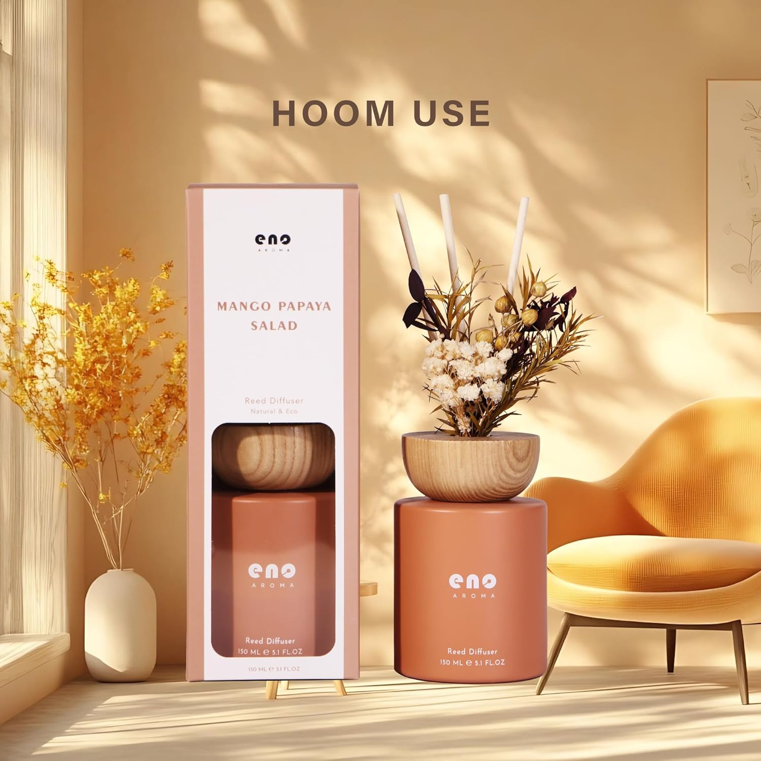 SOXCOMFY Reed Diffuser Set with Dried Flowers
