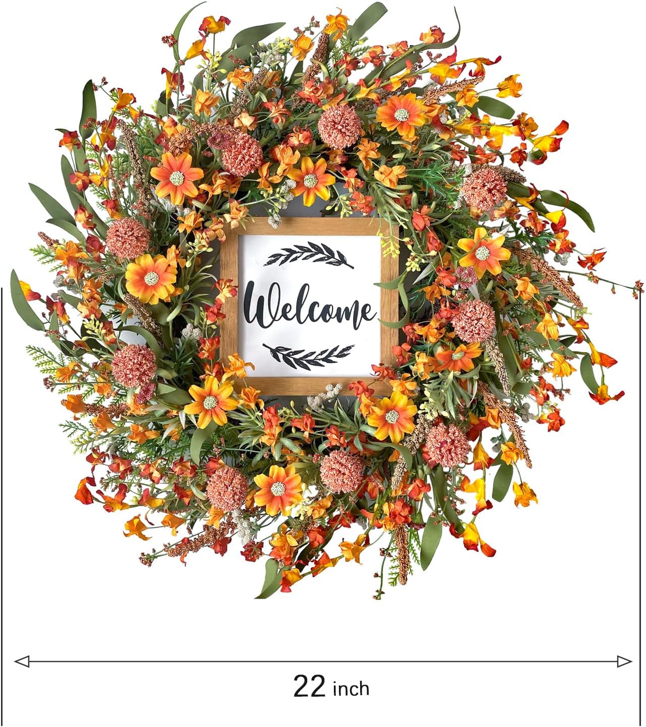 idyllic Summer Wreath for Front Door Orange Decor