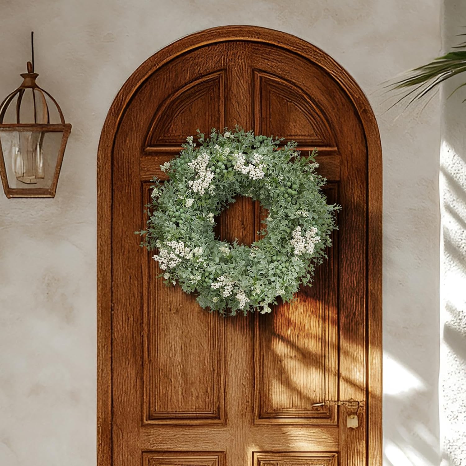 Realistic Artificial Eucalyptus Wreath for Front Door