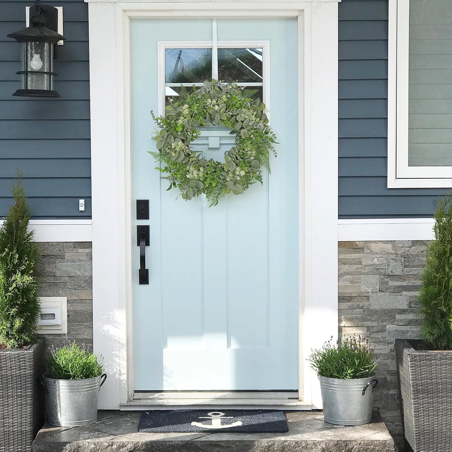 Briful 20 Inch Eucalyptus Door Wreath for All Seasons