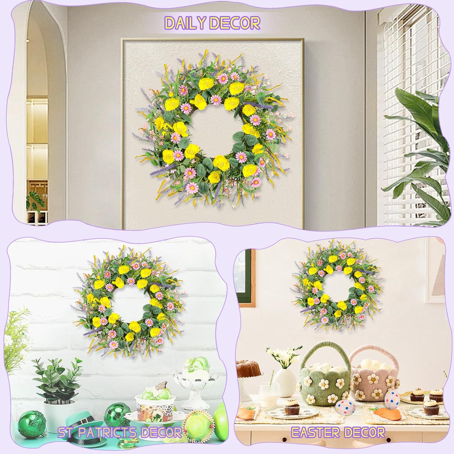 Zmtyykh 24 Inch Summer Wreath Door Decor