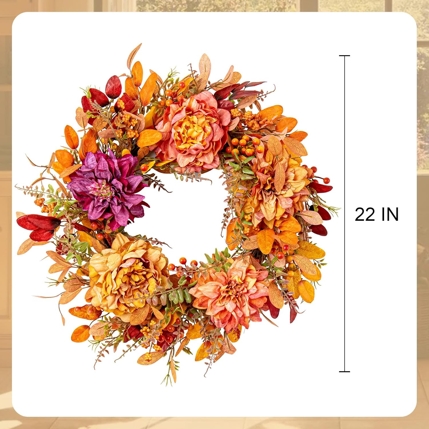 VioletEverGarden 22 Inch Autumn Wreath with 5 Colors