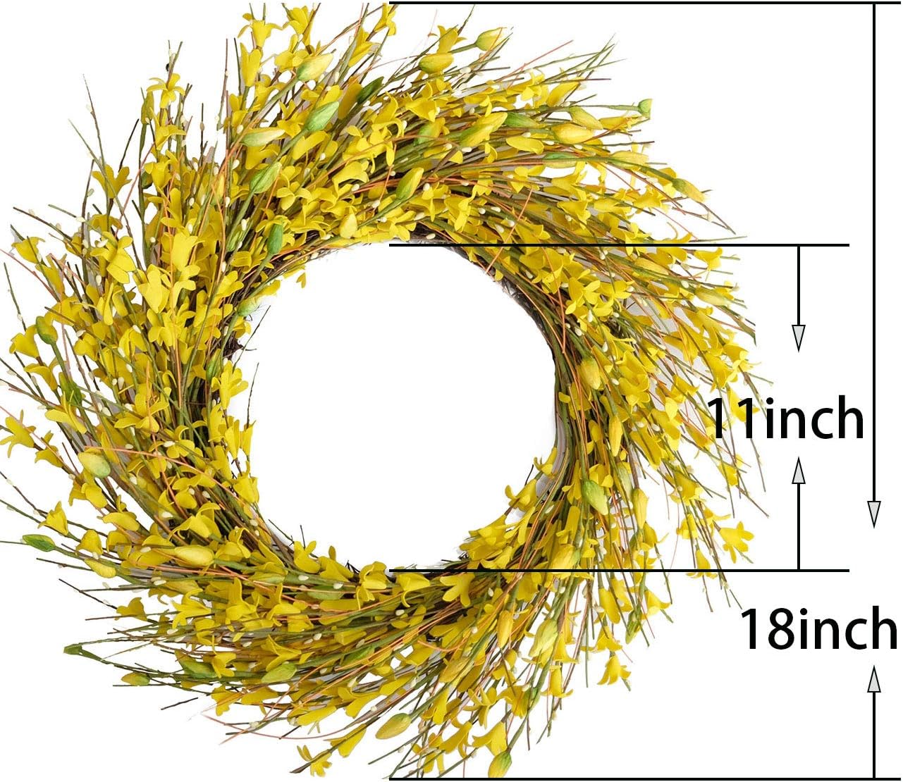 Bibelot 18 Inch Artificial Forsythia Wreath Yellow