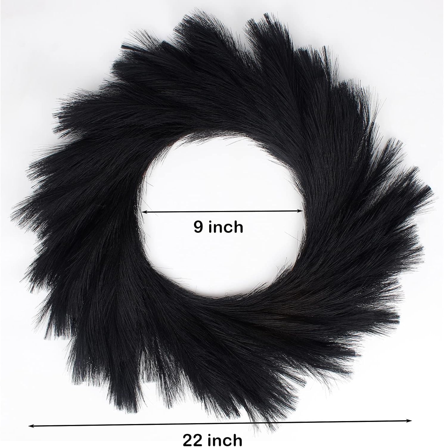 Black Faux Pampas Grass Wreath 24 for Front Door