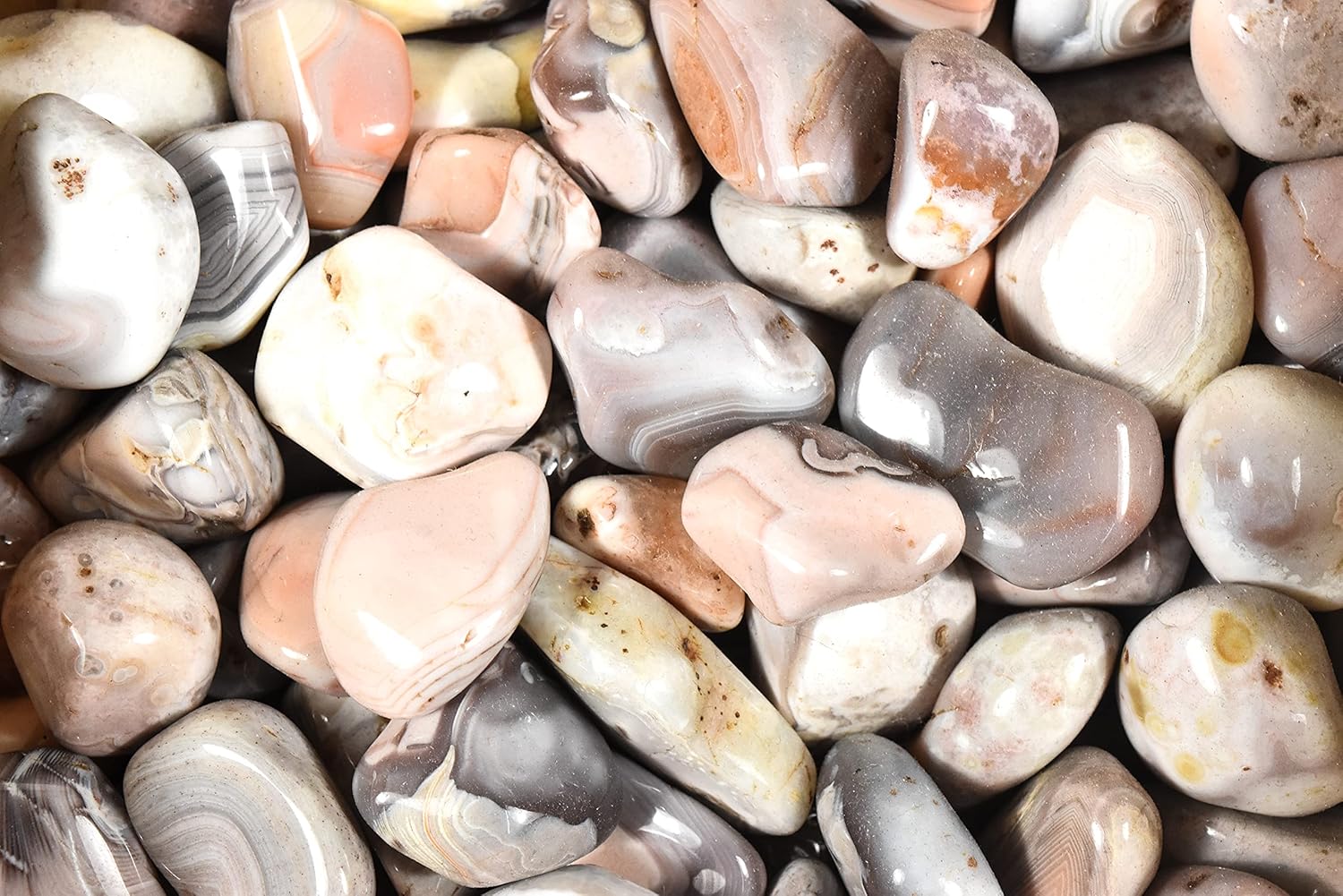 10PCS Pink Botswana Agate Tumbled Stones for Indoor Fountains