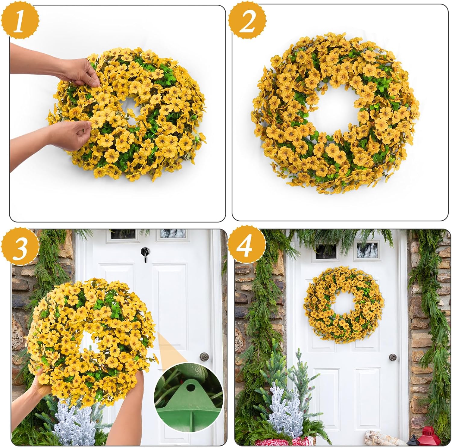 20 Inch Artificial Spring Summer Door Wreath with Eucalyptus