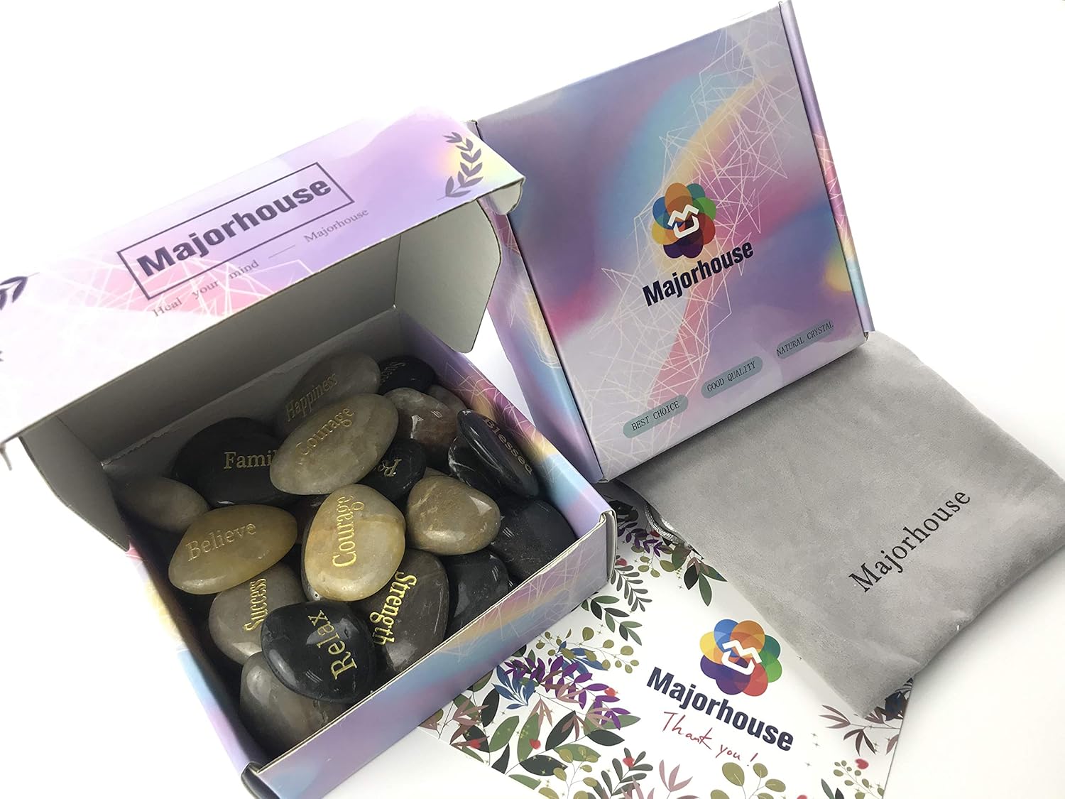 24pcs Engraved Inspirational River Stones Gift Set