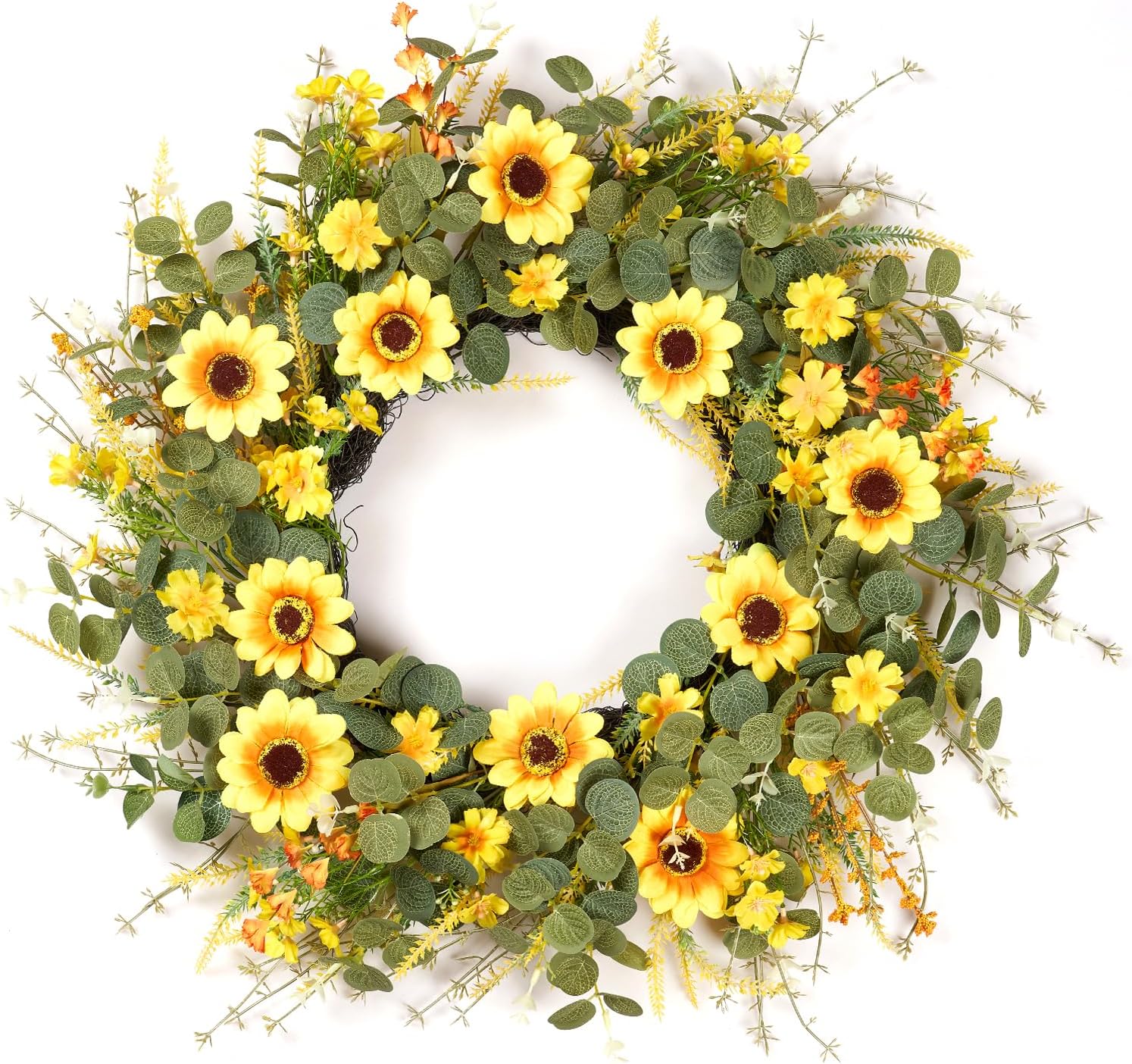 24 Inch Sunflower Wreath with Headband and DIY Accessories - Yellow