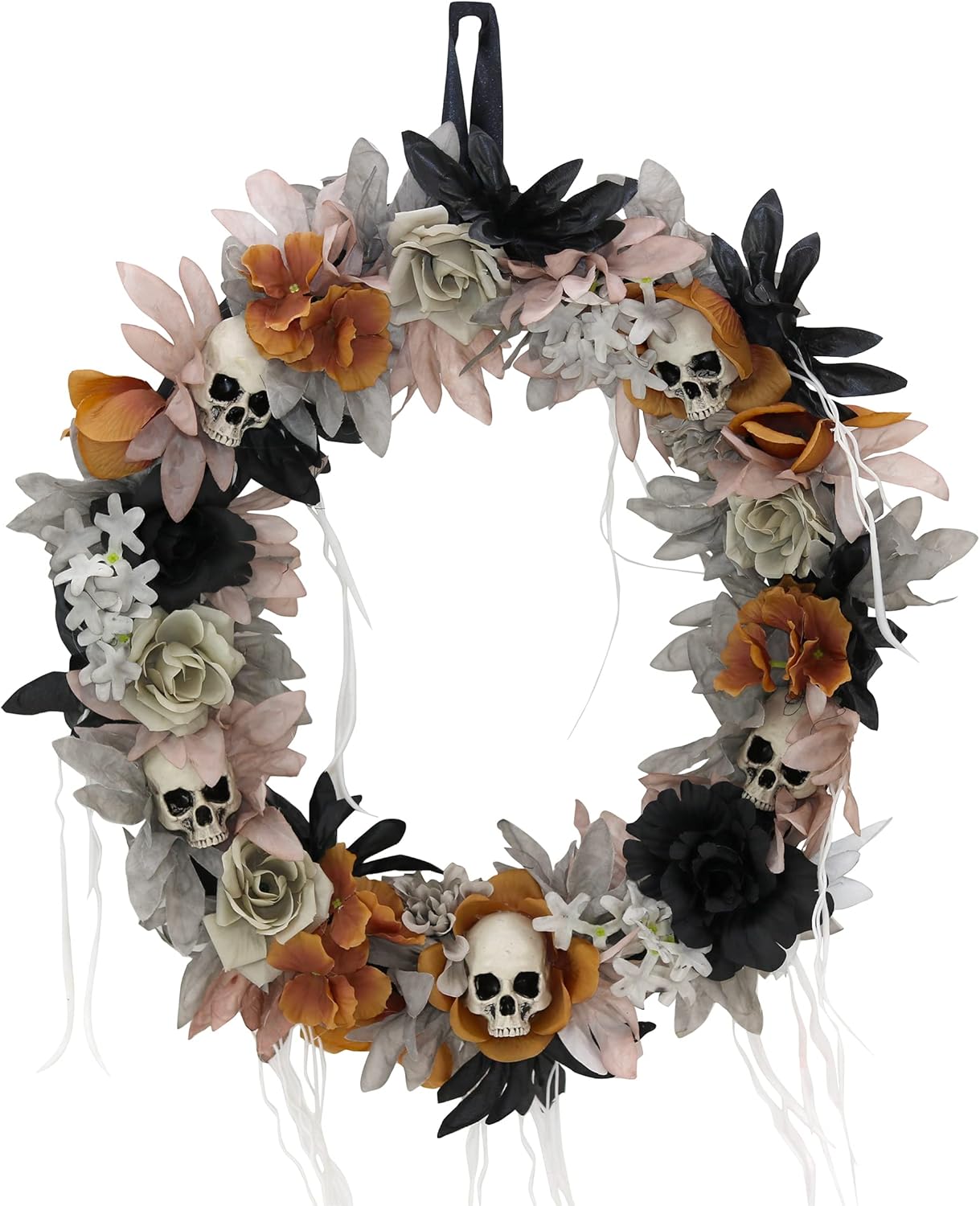 Haunted Hill Farm Gothic Skull Wreath Halloween Decor