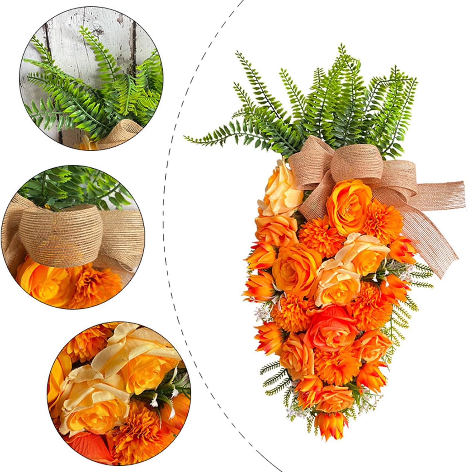 196inch Easter Carrot Shape Wreath Artificial Decor