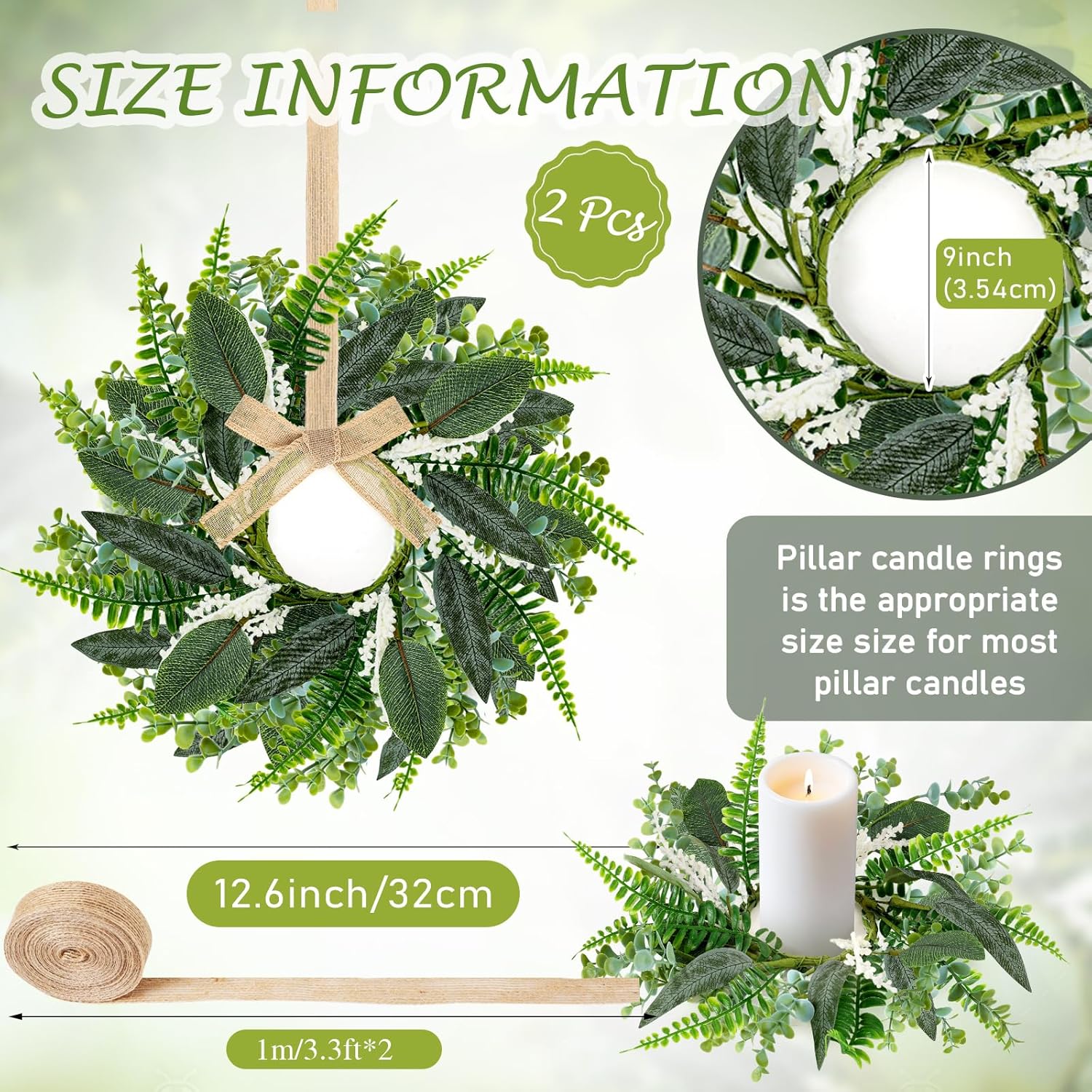 4pcs 9 Mini Eucalyptus Wreaths for Cabinet Decor