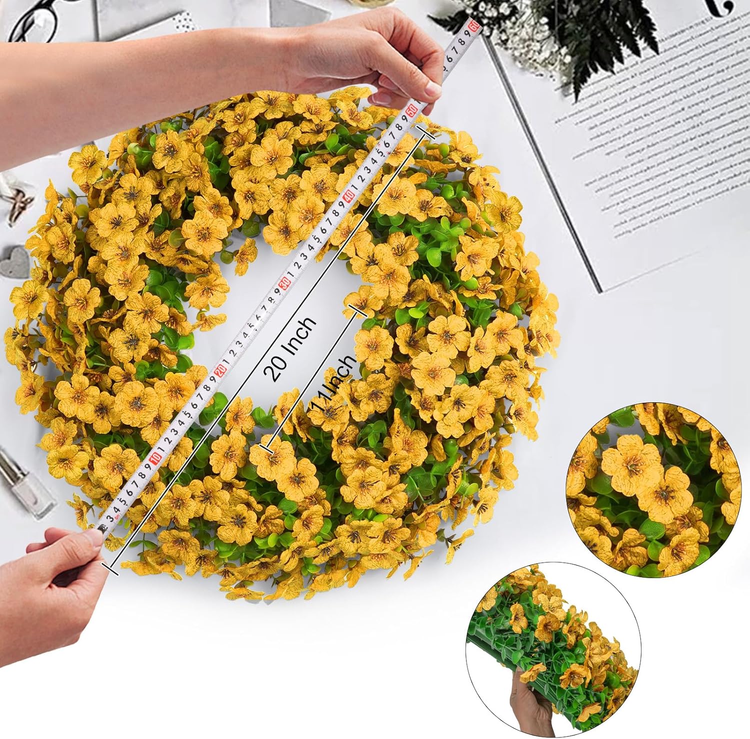 20 Inch Artificial Spring Summer Door Wreath with Eucalyptus