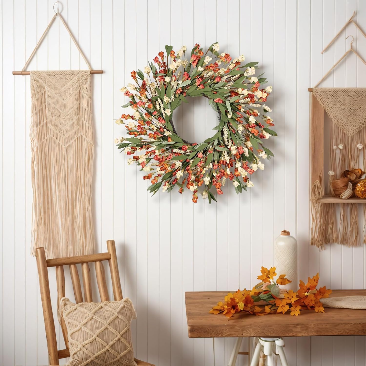 24 Inch Fall Wreath for Front Door and Outdoor