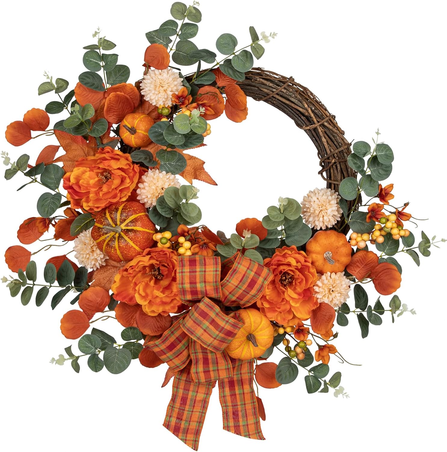24 Inch Artificial Fall Wreath for Front Door 1