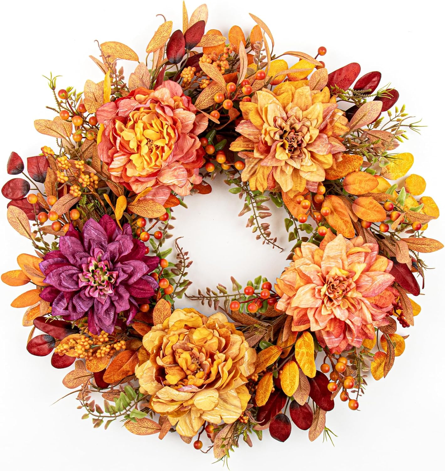 VioletEverGarden 22 Inch Autumn Wreath with 5 Colors