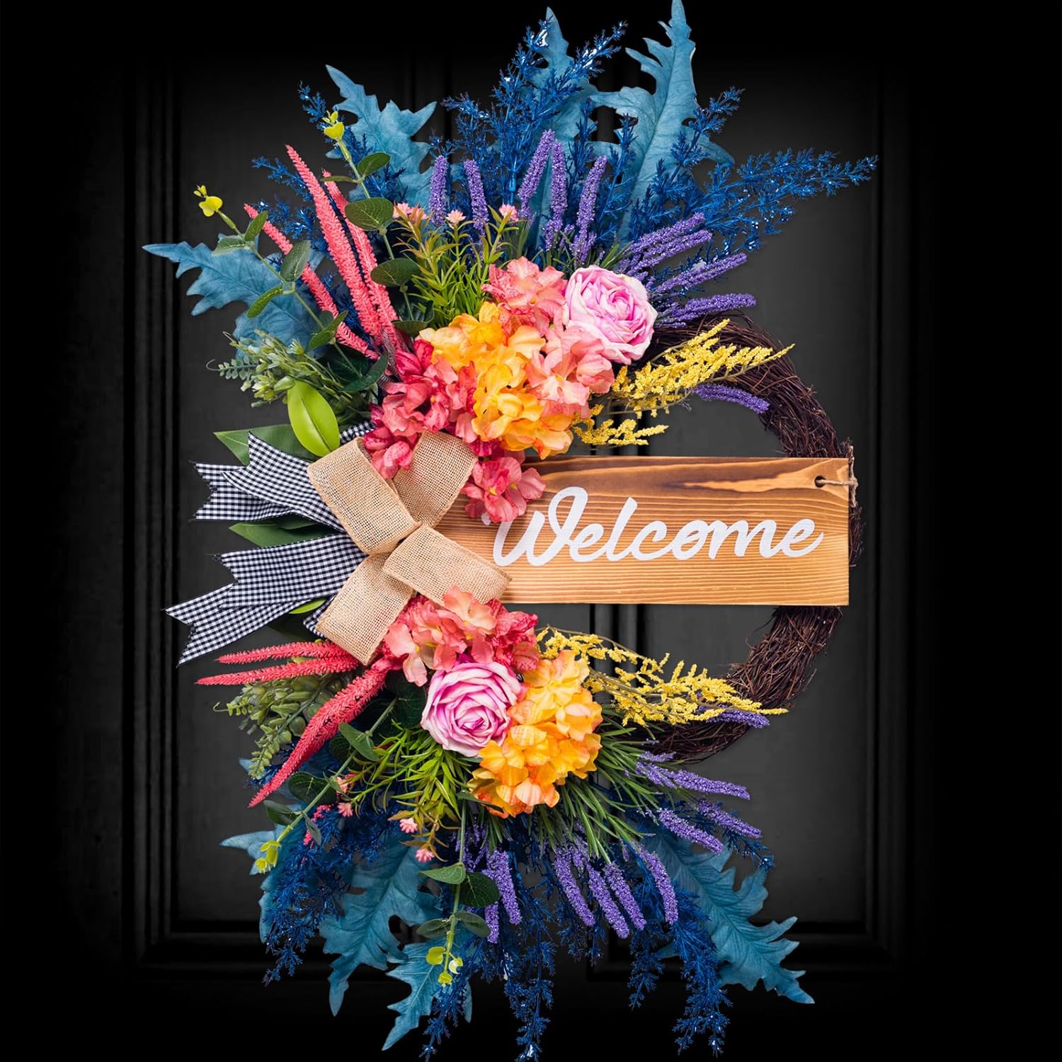 Welcome Sign Wreath for Front Door Decor