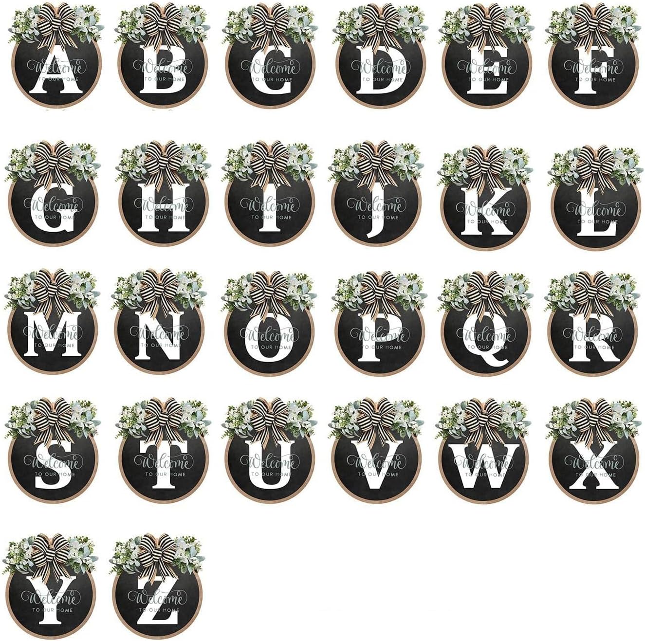 Custom Name Front Door Wreath - 26 Letter Welcome Sign