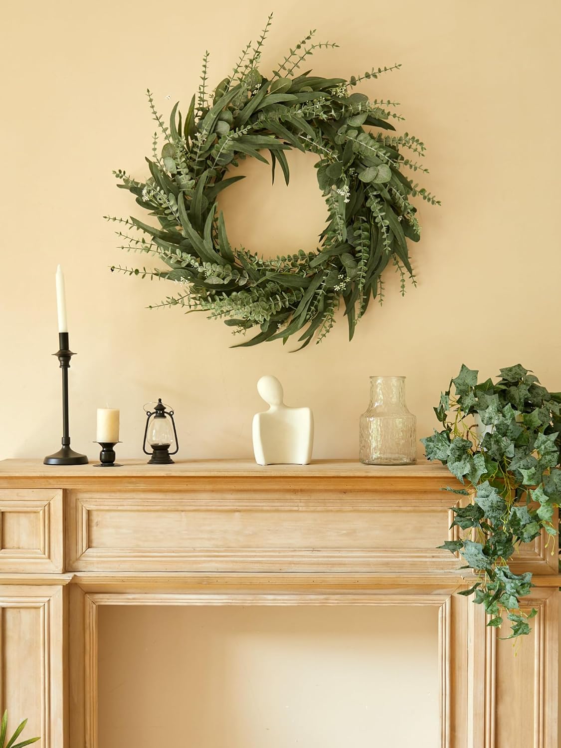 24 Inch Eucalyptus Wreath for Front Door Decor